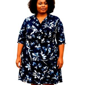 Eliza J 16W Women's Black Short Sleeve Maxi BOHO Dress Plus Size 1X